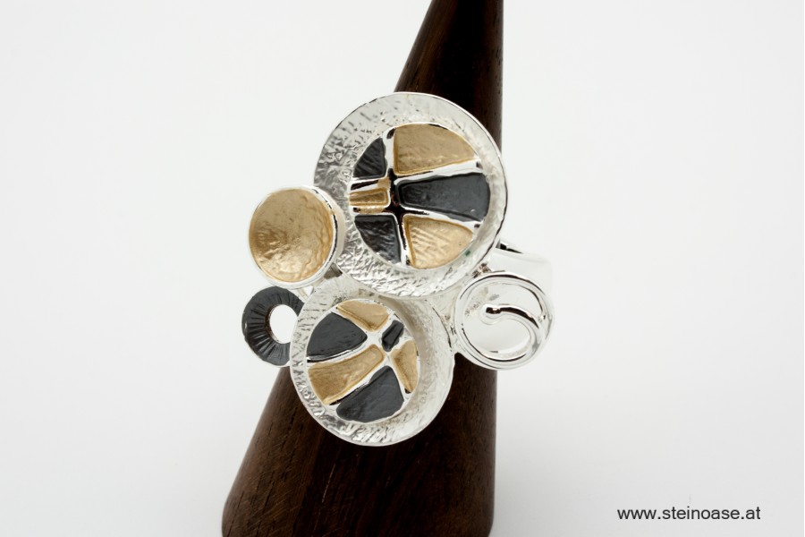 Ring 'modern'  Gold/Grau/Silber